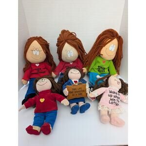 Vintage Cathy Comic Strip Plush Doll Lot 80s 90s Guisewite Collectible Slogan